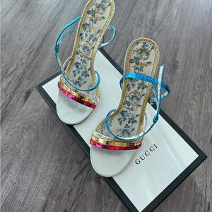 Gucci Sequin Blue and Pink Heels